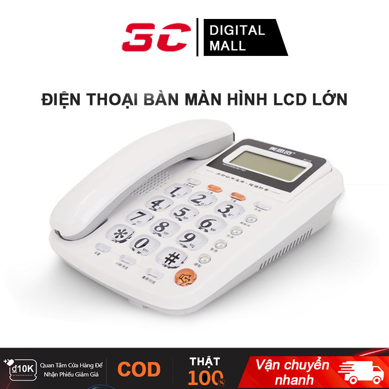 Điện thoại cố định điện thoại bàn màu trắng và đỏ 2 cổng nối POS và máy Fax điện thoại gia đình bấm số