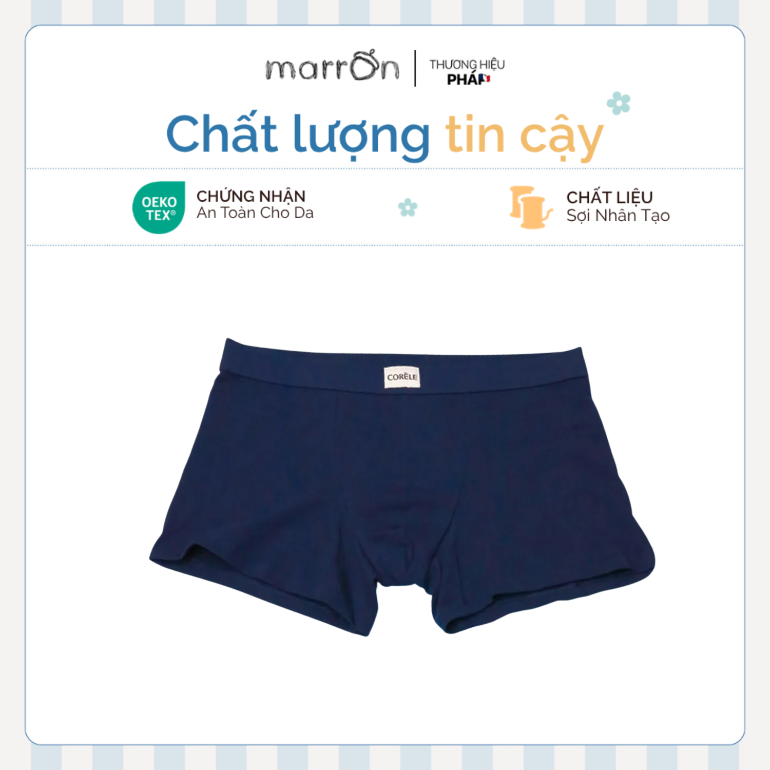 Quần lót nam boxer cotton co giãn – Mềm nhẹ, thấm hút, thoải mái cả ngày- Corele – CA-M09