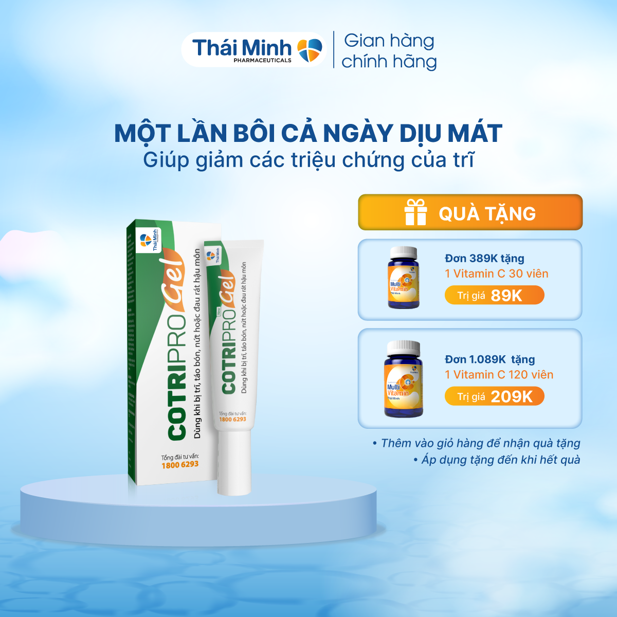 Gel bôi cotripro thái minh - dùng khi bị trĩ, táo bón và rát hậu môn - tuýp 10g & 25g