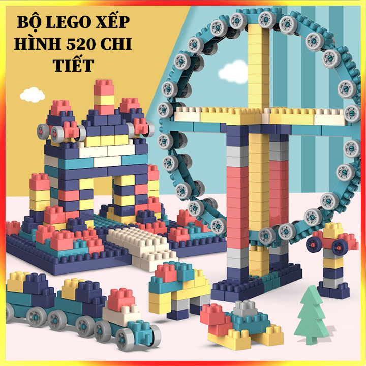 Lego lắp ráp,Bộ lego 520 chi tiết cho bé, đồ chơi lắp ghép, đồ chơi xếp hình giúp bé phát triển khả năng sáng tạo ,lego robot,lắp ráp mô hình, lego giá rẻ,lego xếp hình,Bộ Đồ Chơi Lắp Ráp Siêu Chí Tuệ Sáng Tạo Cho Bé Nhựa ABS