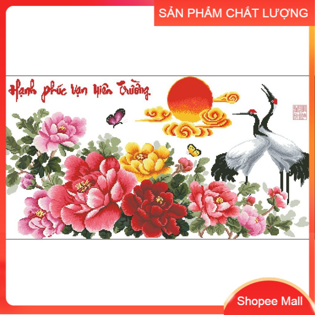 [HCM]Tranh thêu Hạnh Phúc Vạn Niên Trường 51366 kích thước 110*60cm [Hàng có sẵn]