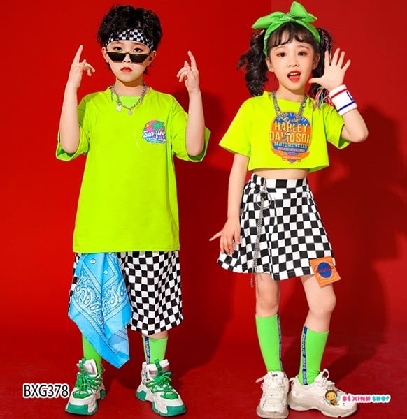 Bộ hiphop đi chơi cho bé trai & bé gái BXG375
