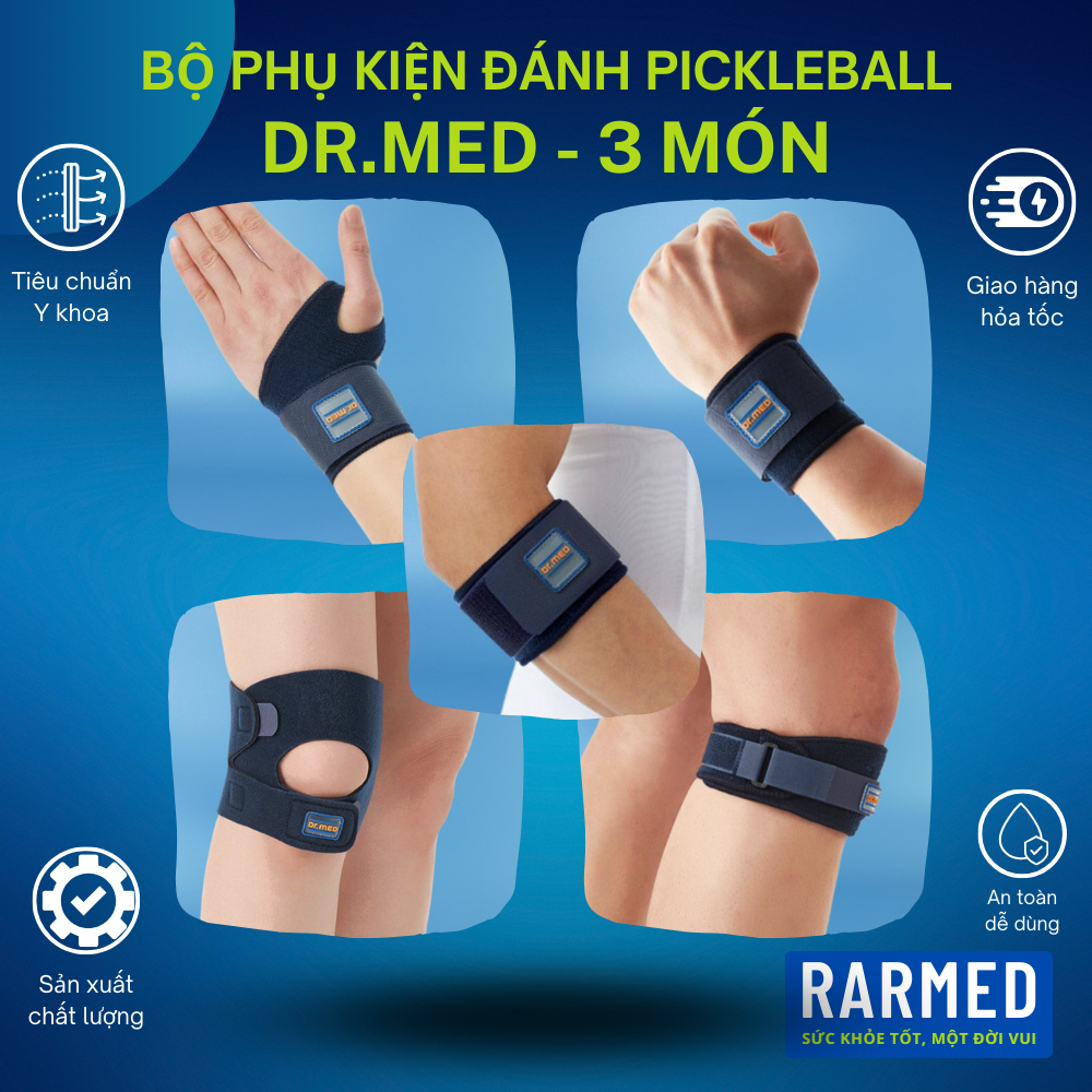 Bộ phụ kiện bảo vệ đánh Pickleball, đồ hỗ trợ đánh Pickleball DR.MED - 3 món, 4 tùy chọn