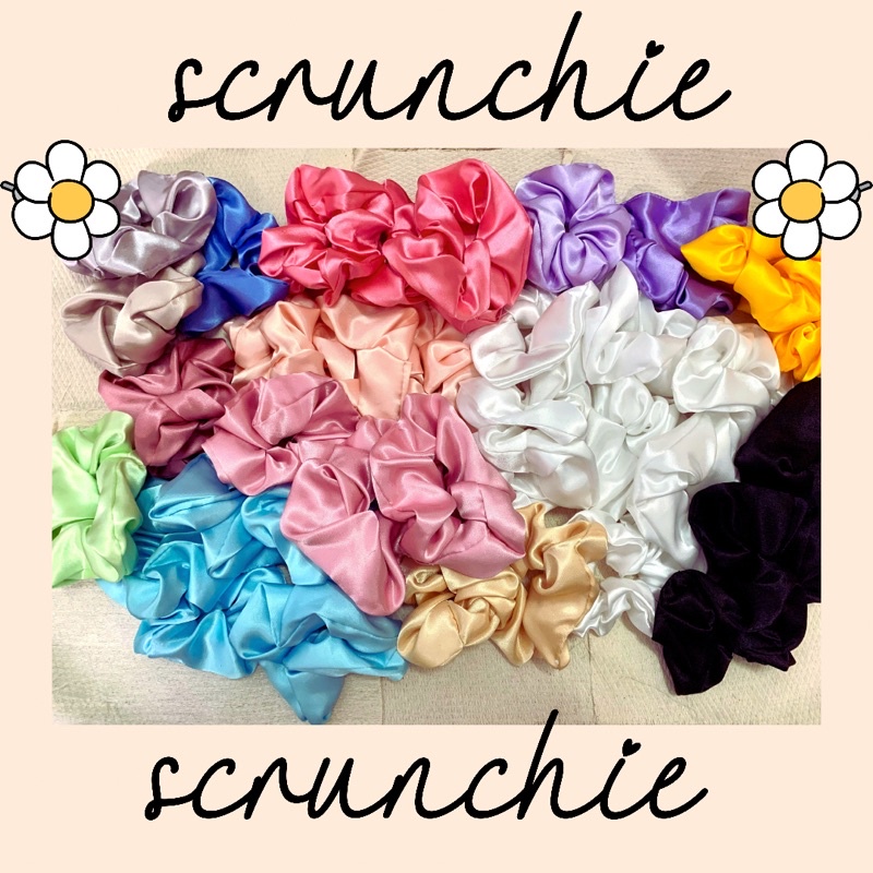 Cột tóc Scrunchie lụa satin bóng xinh xắn chọn màu ngẫu nhiên
