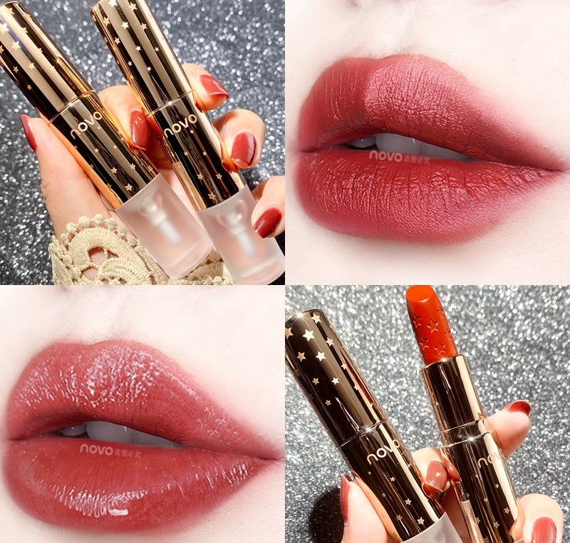 [HCM]Son Lì 2in1 (MÀU ĐỎ CHERRY) Dưỡng Môi Kèm Son Lót Không Màu Làm Đầy Môi