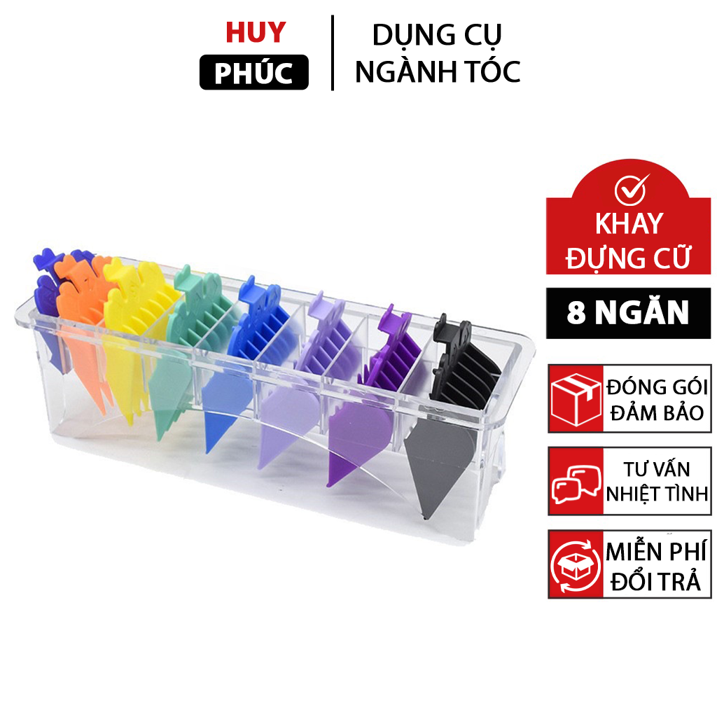 Khay đựng cữ tông đơ 8 ngăn, khay nhựa đựng cử tông đơ