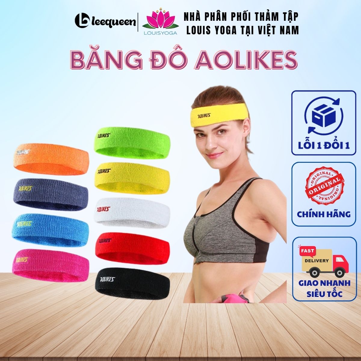 Băng Đô Băng Trán Thể Thao Nam Nữ Thấm Mồ Hôi Cotton Thoáng Khí Sport Sweatband AOLIKES A-2108
