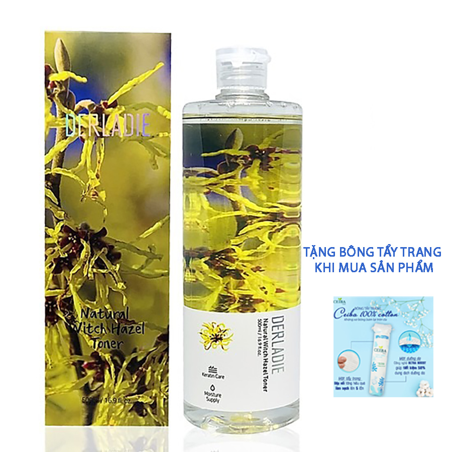 Nước hoa hồng dưỡng ẩm kháng khuẩn ngừa mụn hiệu quả derladie natural witch hazel toner 500ml - Jenahouse