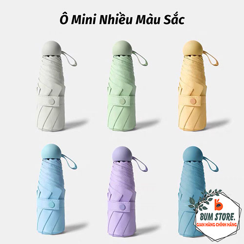 Dù ô gấp gọn mini 2 lớp cán tròn kèm túi đựng nhỏ gọn tiện lợi, Dù gấp gọn cán tròn chống nước chống tia UV cao cấp - BUM STORE