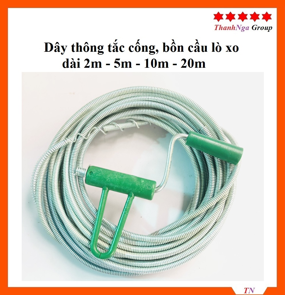 Dây thông tắc đường ống thoát nước, bồn cầu vệ sinh lò xo bằng thép dài 2 mét, 5 mét, 10 mét, 15 mét và 20 mét