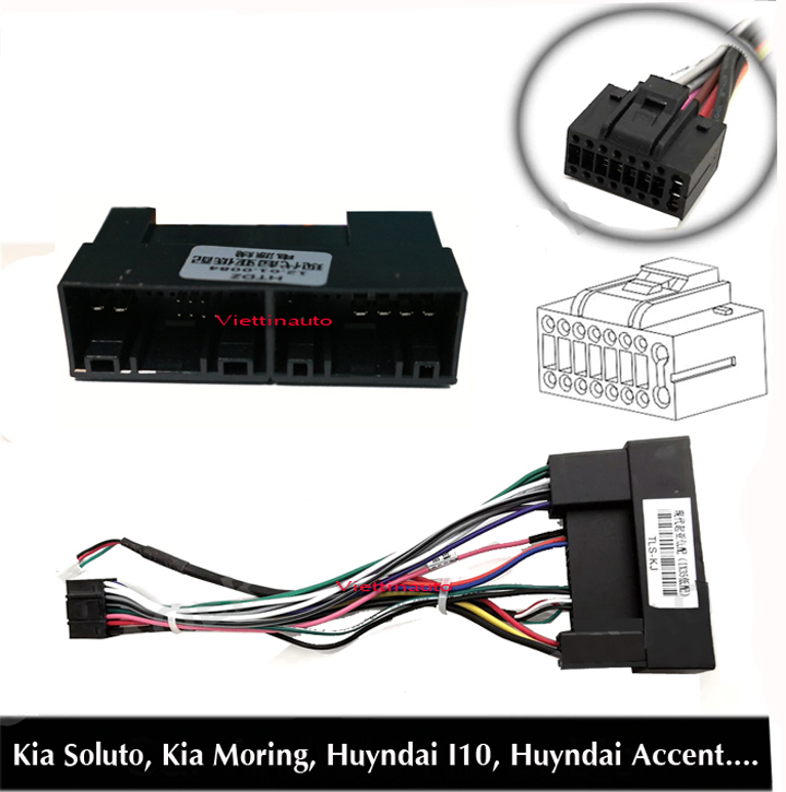 Dây nguồn màn hình Android Kia Soluto, Kia Morning, Kia K2 K3 K4, Huyndai I10 Huyndai Accent - 16Chân