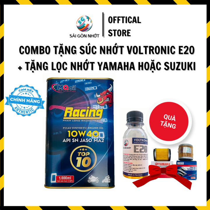 Dầu nhớt phạm long racing 10w40 xe số, xe côn tay - tặng súc động cơ e20, lọc nhớt