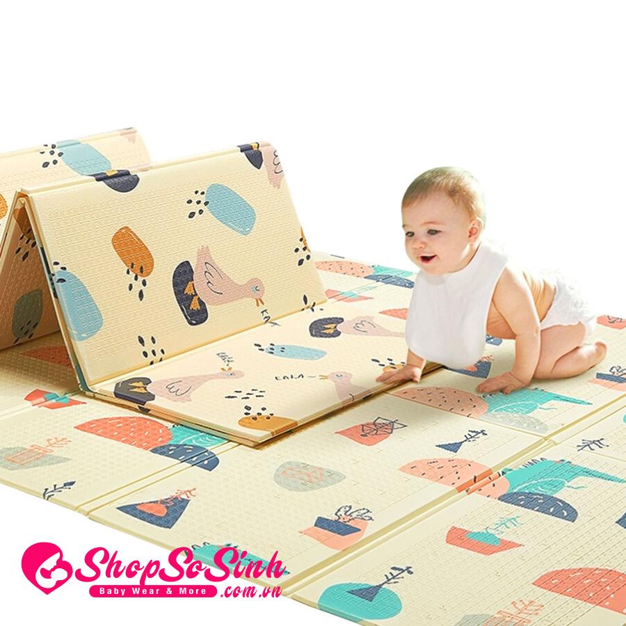 Thảm xốp 2 mặt gấp gọn XPE phủ Silicon Cao Cấp - Gấp gọn chống thấm tuyệt đối - Êm mềm vô cùng - chất liệu an toàn tuyệt đối với trẻ sơ sinh trê nhỏ - Bảo hành 1 đổi 1