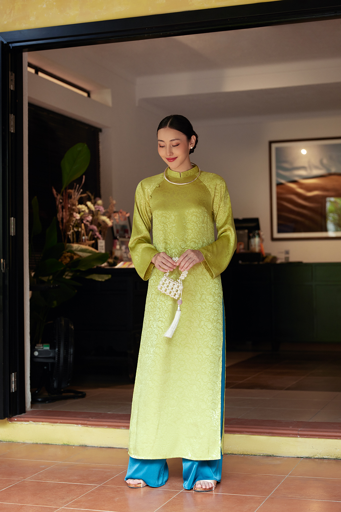 Nosbyn - áo dài mộc trà - n311-d002