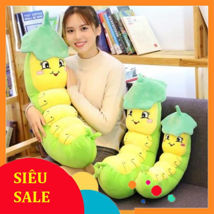 Gối ôm gấu bông sâu khoai đáng yêu chất mịn hàng xuất khẩu, được may bằng chất liệu vải nhung co dãn 4 chiều êm ái tạo cảm giác dễ chịu cho người dùng