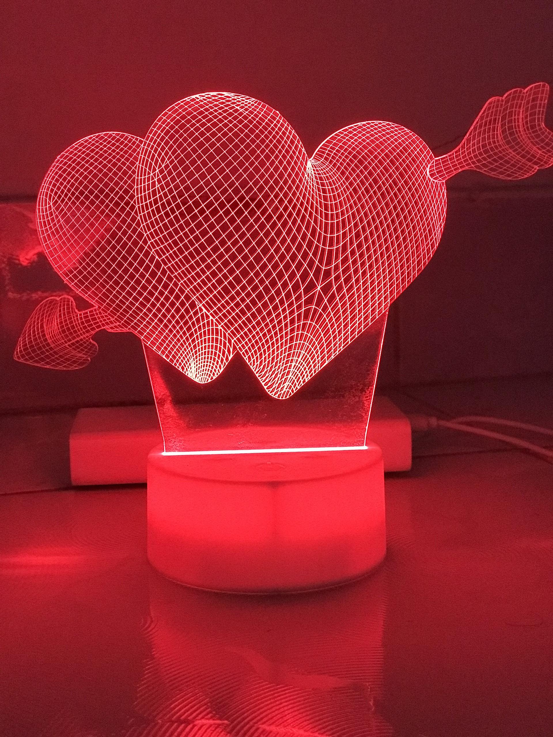 ĐÈN LED 3D HÌNH 2 TRÁI TIM, QUÀ TẶNG, ĐÈN TRANG TRÍ, ĐÈN NGỦ...THIẾT KẾ VÀ KHẮC HÌNH THEO YÊU CẦU