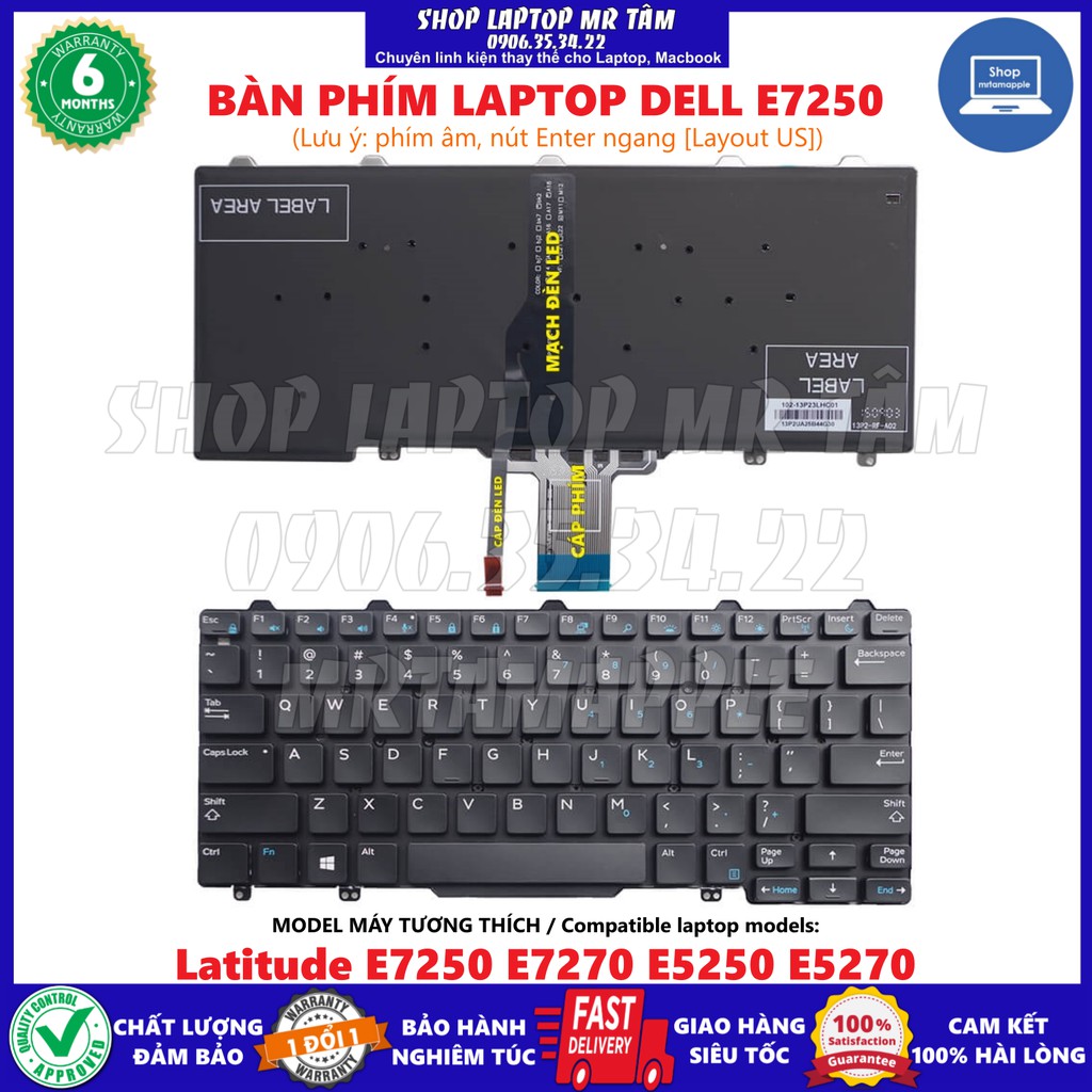 Bàn phím laptop dell latitude e7250 dành cho latitude e7250 e7270 e5250 e5270, xps 9250
