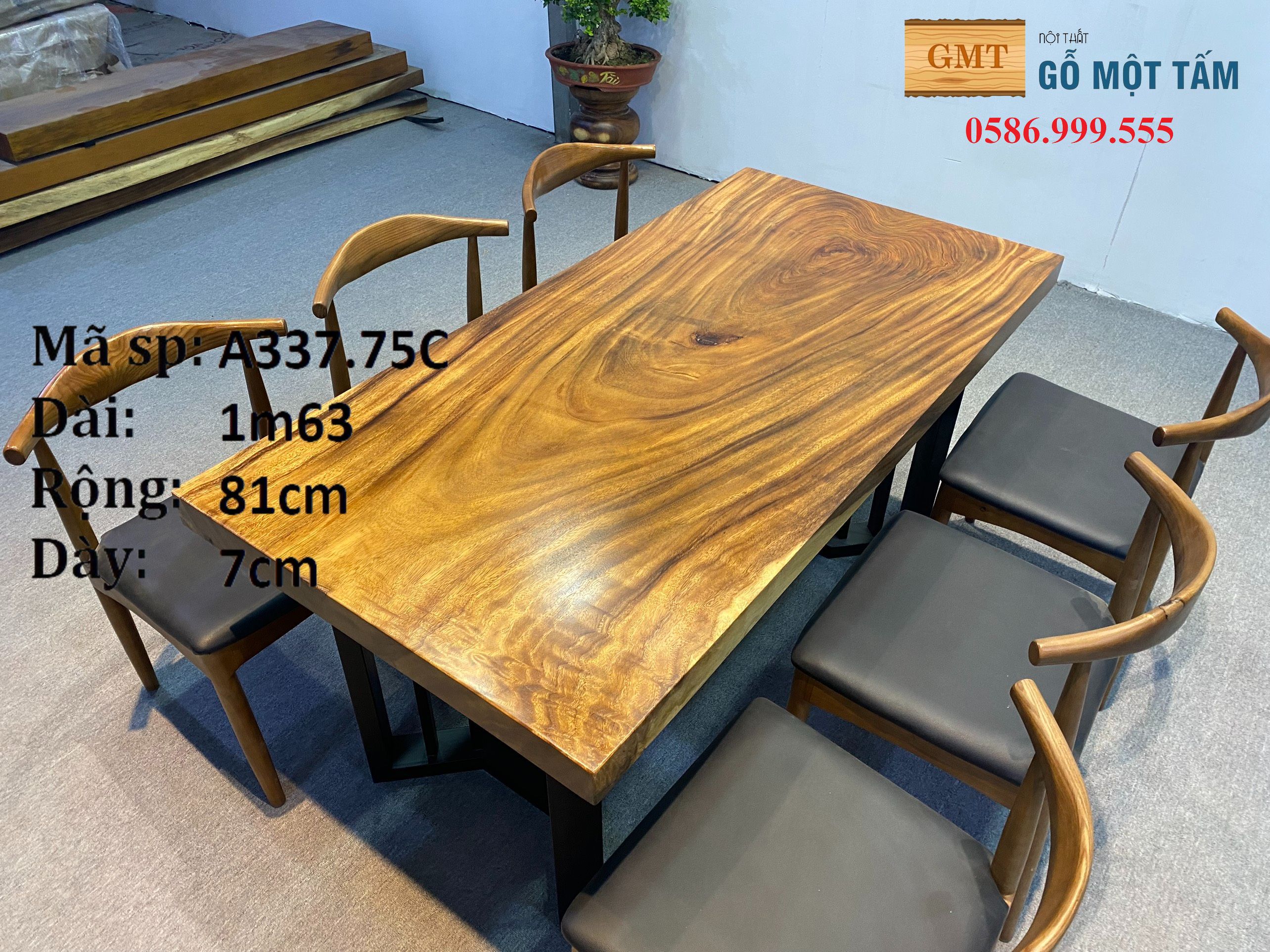 Dining table 6 Wood me western A337 long 1m63 width 81cm thick 7cm factory