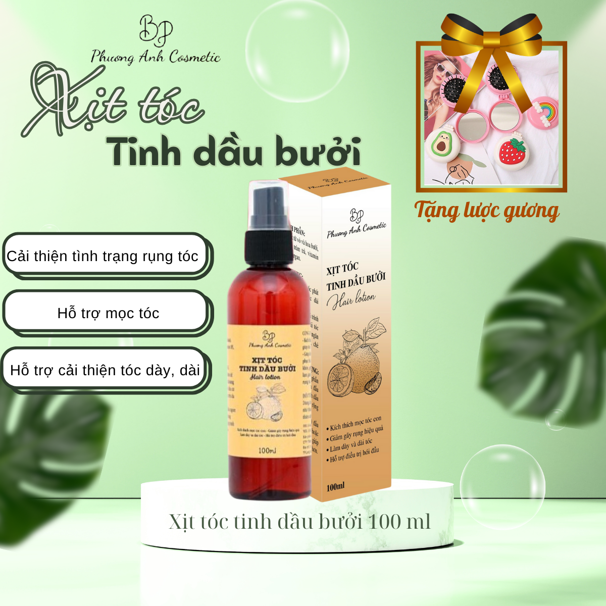 Xịt bưởi kích mọc tóc cấp ẩm, giảm rụng,tóc nhanh dài, dày