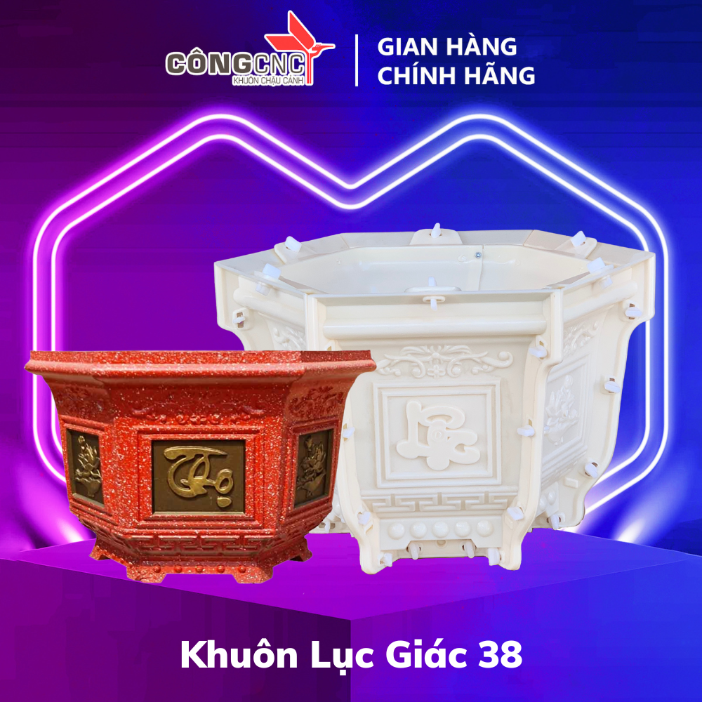 Khuôn chậu cảnh abs lục giác 38 sen + phúc - lộc - thọ