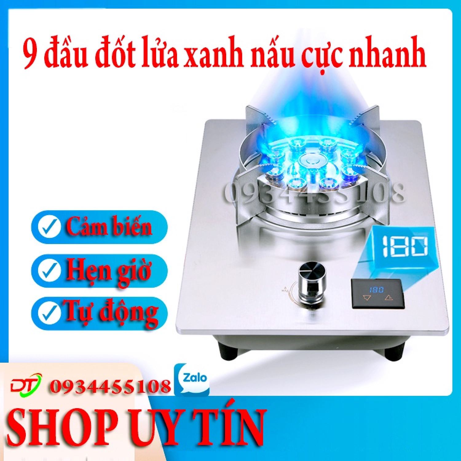 Bếp gas đơn 9 đầu đốt DT_366T cao cấp bếp gas đơn cảm biến tự động ngắt gas