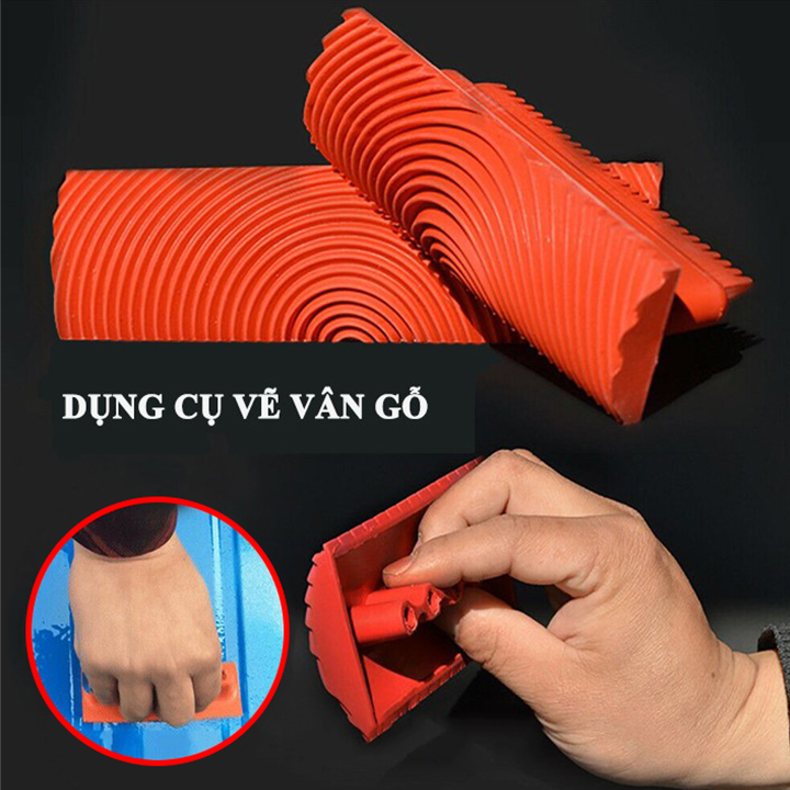 Cọ tạo vân gỗ, dụng cụ tạo vân gỗ. Miếng lăn sơn tạo vân gỗ thông minh, combo 2 miếng, chất liệu cao su tổng hợp.