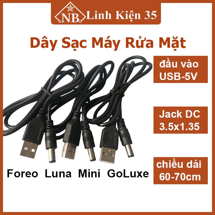 Dây cáp sạc USB 5VDC To DC3.5mm dùng sạc đa năng, sạc nguồn điện thoại, máy rửa mặt Foreo Luna Luna 2 Mini Mini 2 DeLuxe