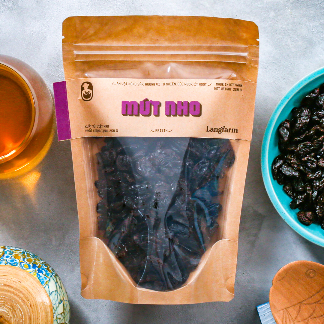  Mứt nho Langfarm 250g bịch mẫu kraft 1 mặt trong 
