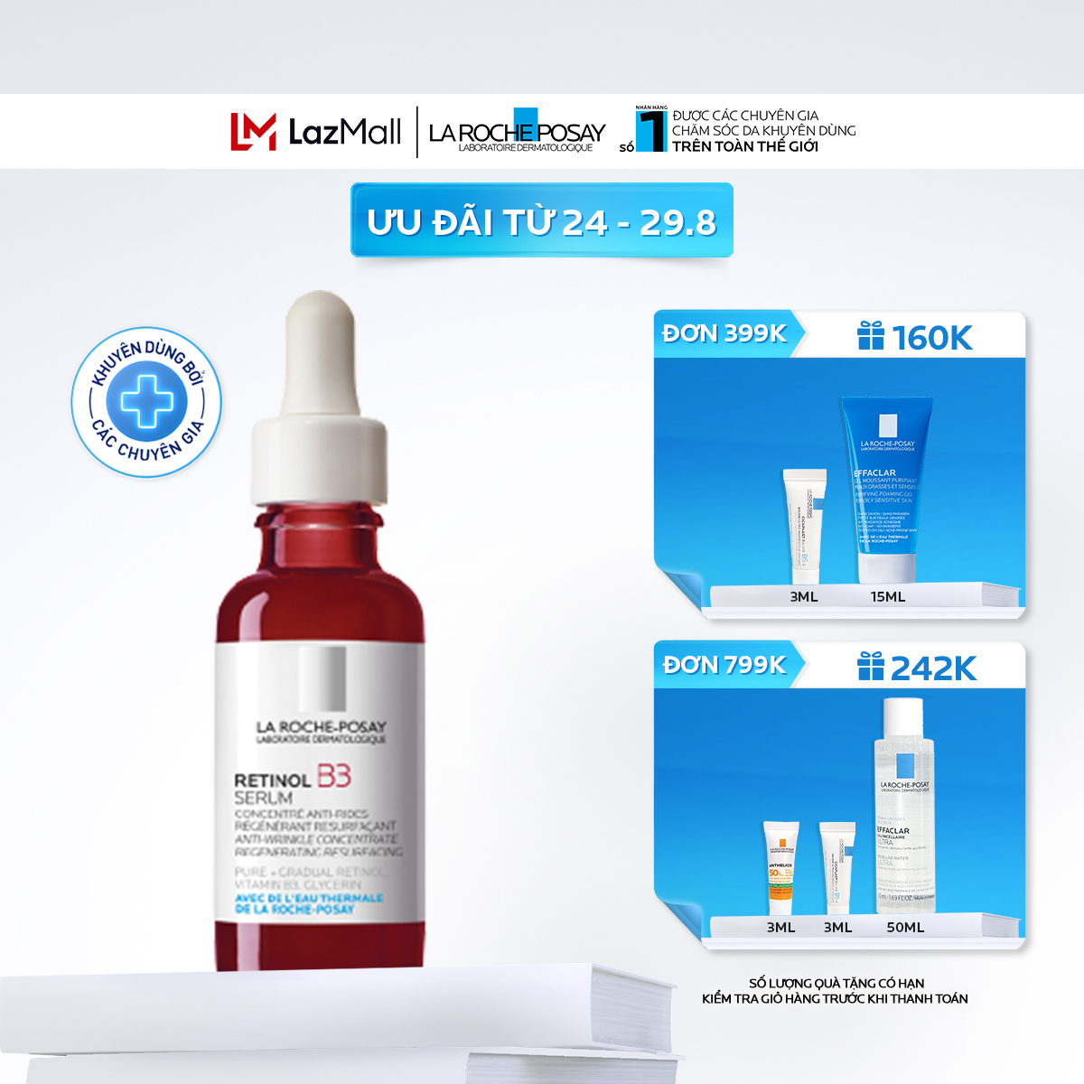 Dưỡng chất giúp giảm thâm nám, nếp nhăn và làm đều màu da La Roche-Posay Retinol B3 Serum 30ml