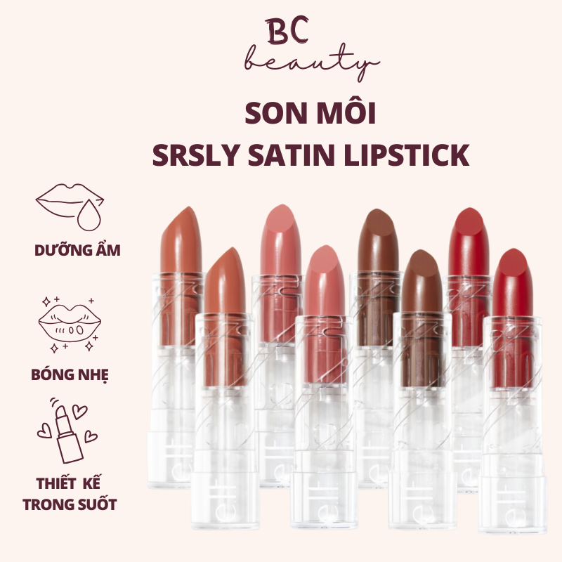 Son thỏi e.l.f srsly satin drugstore lipstick | nhẹ môi, dưỡng ẩm, giá hạt dẻ