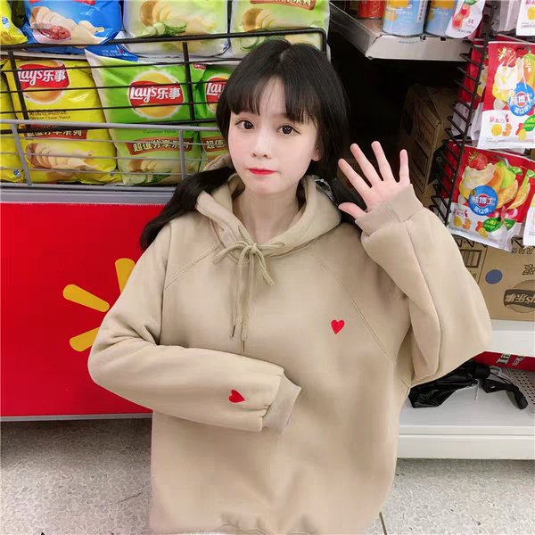 ÁO HOODIE THÊU HÌNH TRÁI TIM NHỎ FORM RỘNG CỰC PHONG CÁCH - TEN