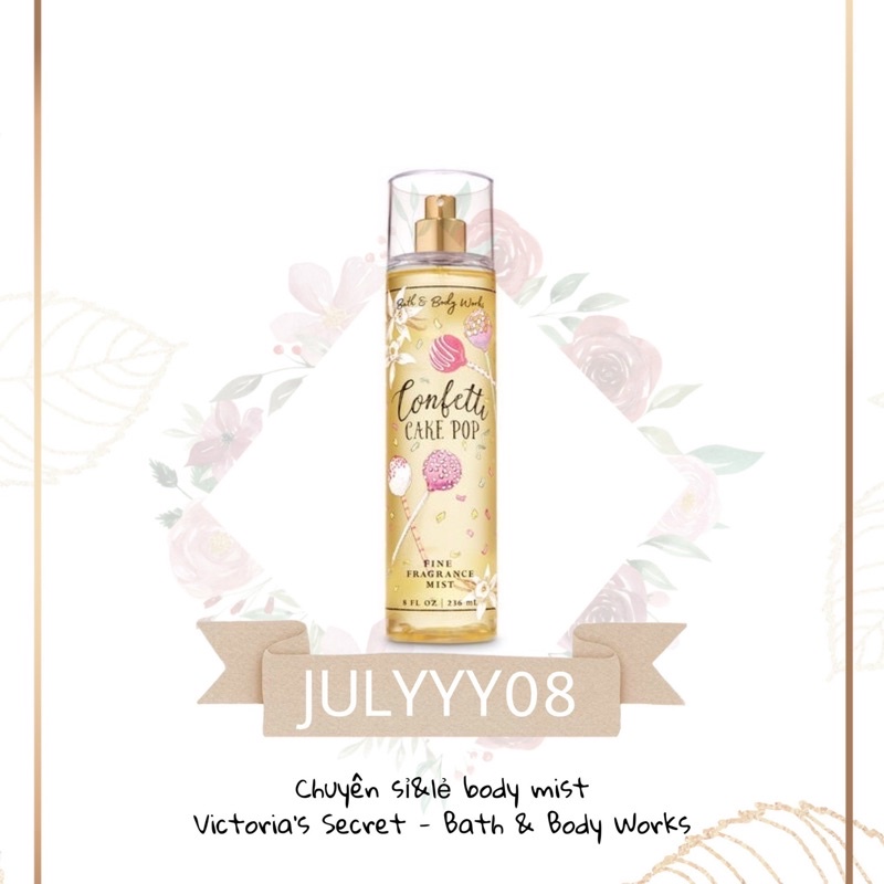 Xịt toàn thân bath and body works confetti cake pop body mist 236ml +jɥƚÿ08+