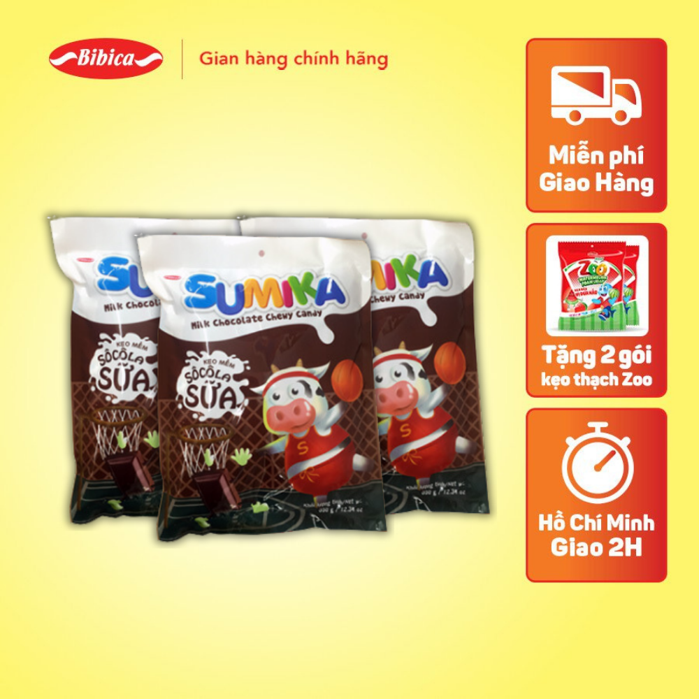Combo 3 Kẹo Mềm Sumika Socola Sữa Bibica 70g