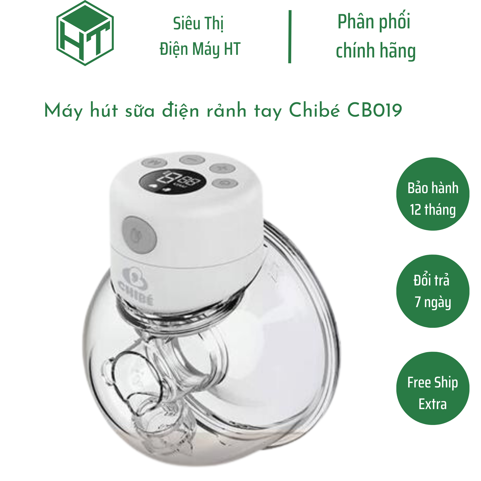 Máy hút sữa điện rảnh tay Chibé CB019, Dung tích 180ml, thiết kế nhỏ ngọn, cơ động, sử dụng linh hoạt mọi nơi, tiếng ồn thấp, dùng với mọi loại áo ngực, massage air 3D, Bảo hành 1 đổi 1 lên tới 12 tháng