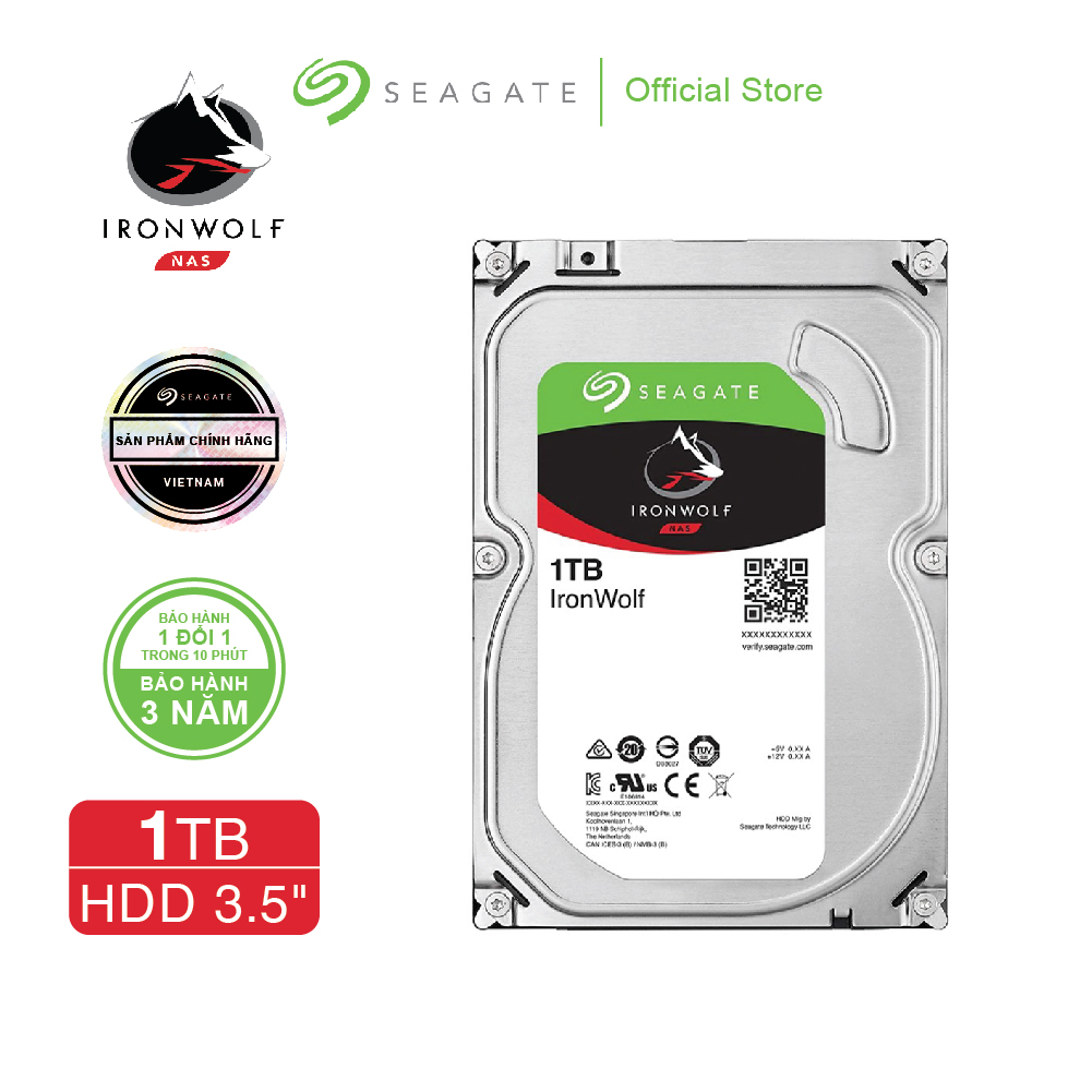Ổ cứng hdd 3.5" nas seagate ironwolf 1tb sata 5900rpm 64mb - st1000vn002 " + gói cứu dữ liệu