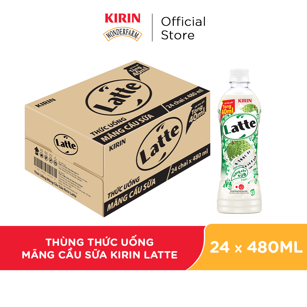 1 Thùng - Thức Uống Mãng Cầu Sữa KIRIN Latte 480ml