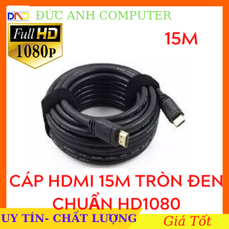 Cáp HDMI 15M Tròn Đen Chuẩn full HD 1080 , Dây HDMI 15M, Kết Nối Tivi Độ Nét Cao, 2 Đầu FULL HD