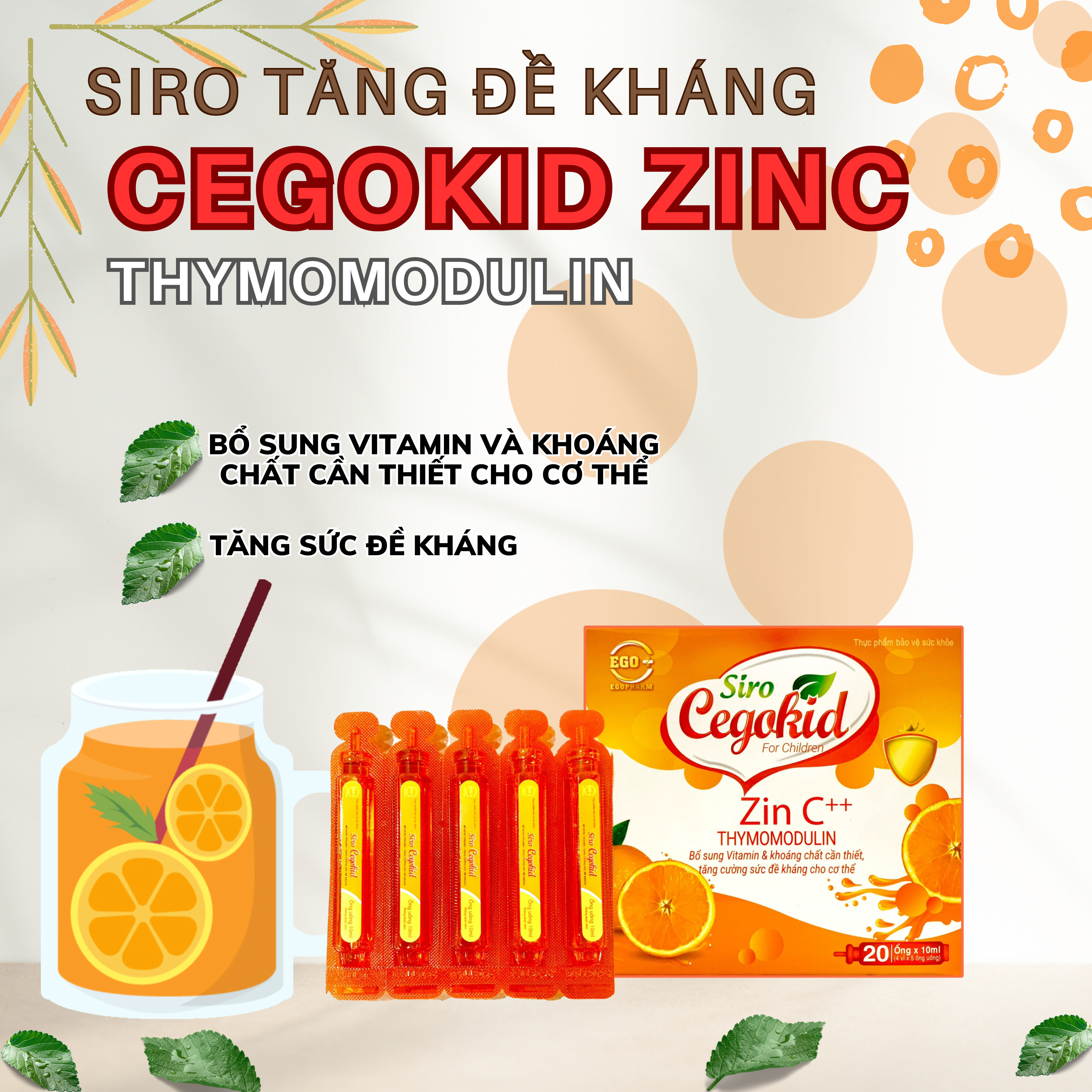 Siro CEGOKID Zin C++ Thymomodulin bổ sung Vitamin & khoáng chất, tăng cường sức đề kháng cơ thể