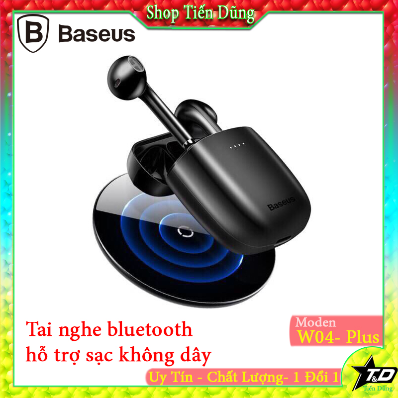 Tai nghe không dây baseus W04 Pro bản sạc không dây chính hãng- Tai nghe Bluetooth baseus encok tws w04 pro sạc nhanh