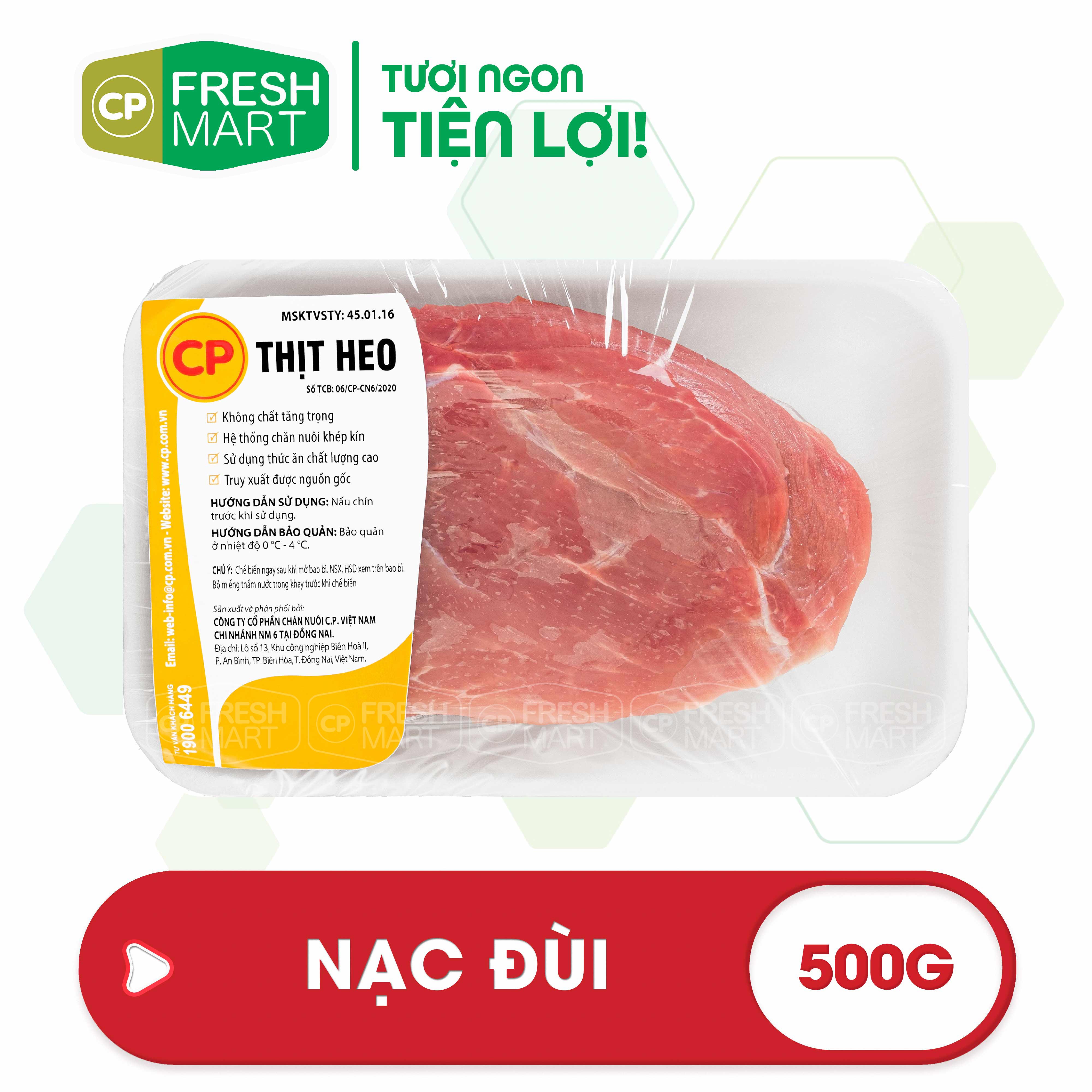 Nạc đùi heo 500g cp - thịt heo cp foods - tươi ngon tiện lợi - cp fresh mart