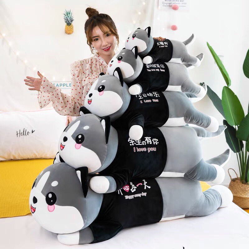 Gấu bông Thú Nhồi Bông Mèo Husky Mèo Má Hồng Siêu To Khổng Lồ mềm mượt êm mượt dễ thương siêu đáng yêu rẻ đẹp
