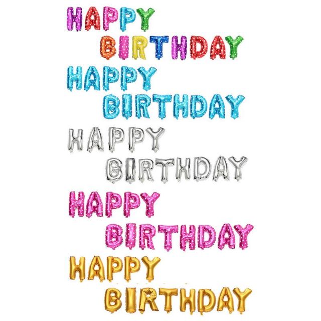Bóng Chữ Happy Birthday Xanh/Vàng/Bạc/Hồng/Trộn Màu