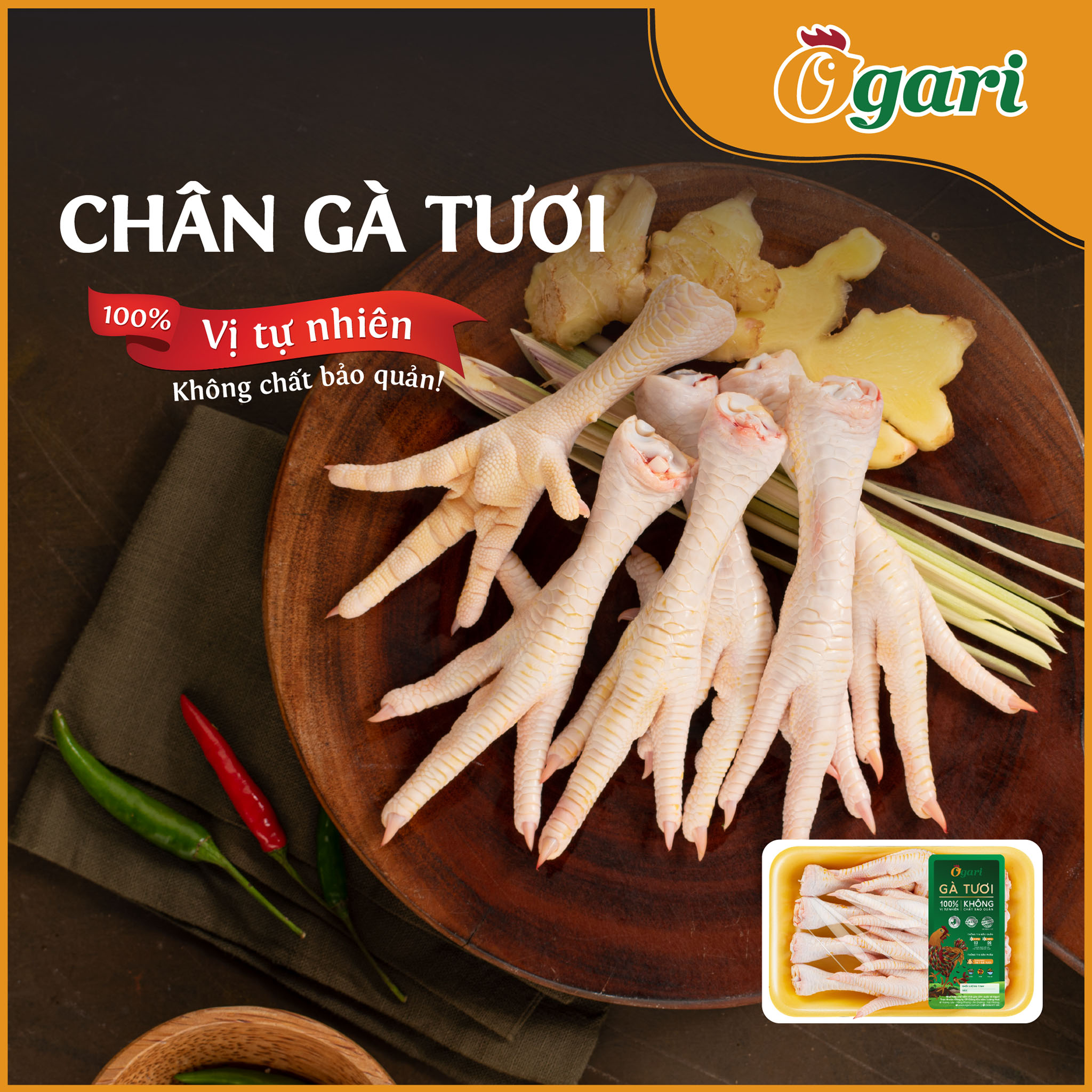 Chân gà tươi loại 1 ogari khay 500 gram