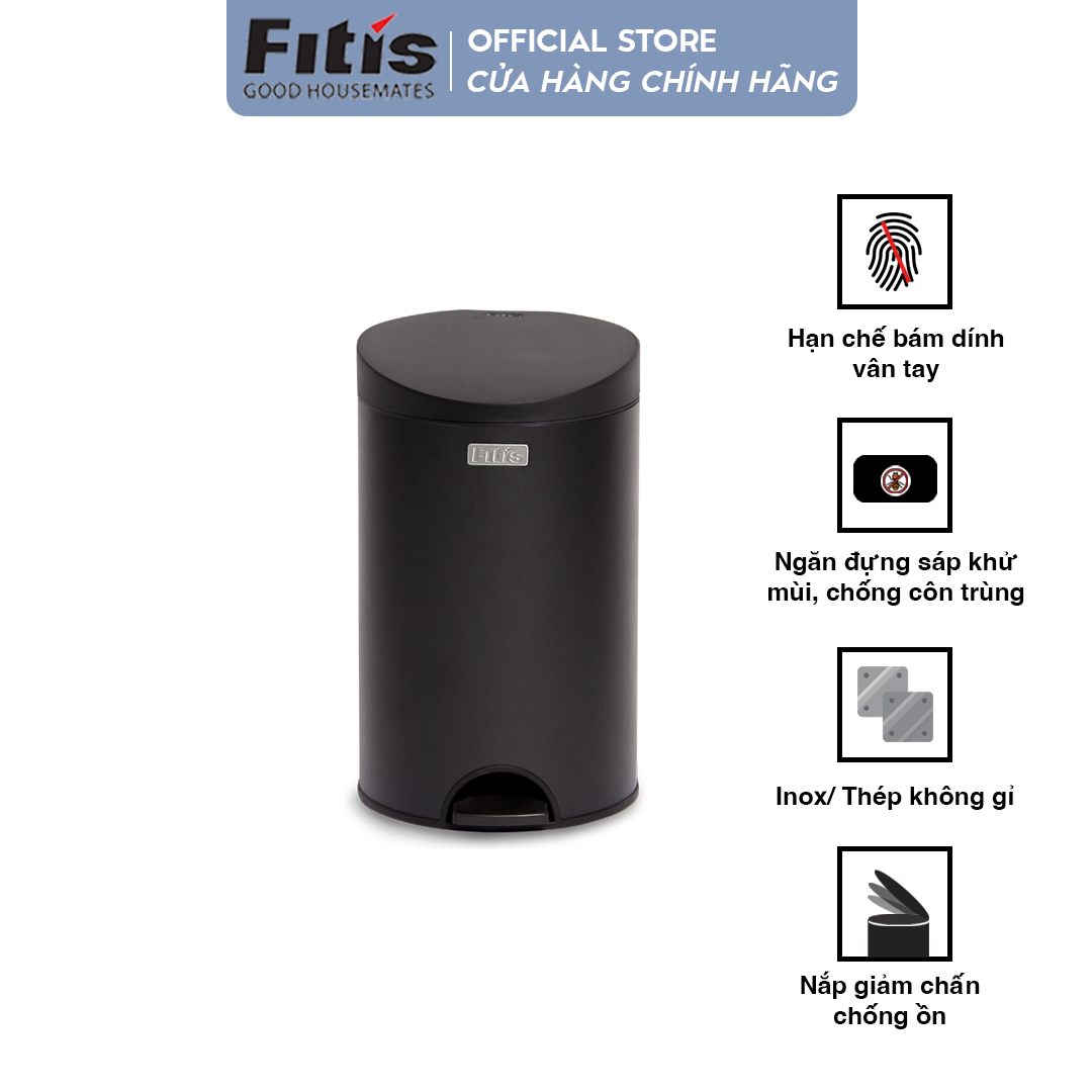 Thùng Rác Fitis Premium - Tròn Đạp Thấp (12L)