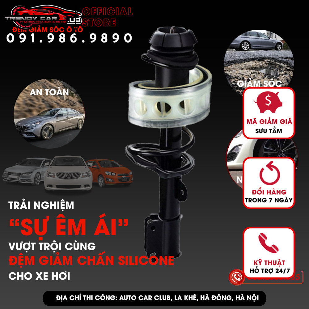 Bộ ĐỆM SILICONE Giảm Xóc Xe Hơi Tạo Kiểu, 2 Miếng Đệm Lò Xo Giảm Chấn Đệm Giảm Chấn Lò Xo Ô Tô