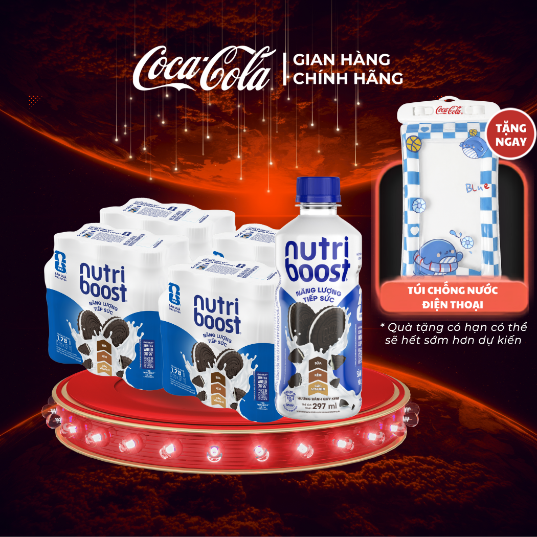 [SIÊU SALE ] Lốc 24 Chai Thực phẩm bổ sung Nước uống sữa trái cây Nutriboost hương bánh quy kem 297ml/Chai Sale 8.8 Coca-Cola Chính Hãng_LD