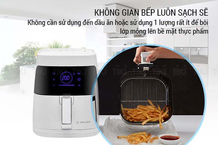 Nồi Chiên Không Dầu Malloca MAF-7515 (Ver 2019) (2.5 Lít) - Trắng - Hàng Chính Hãng