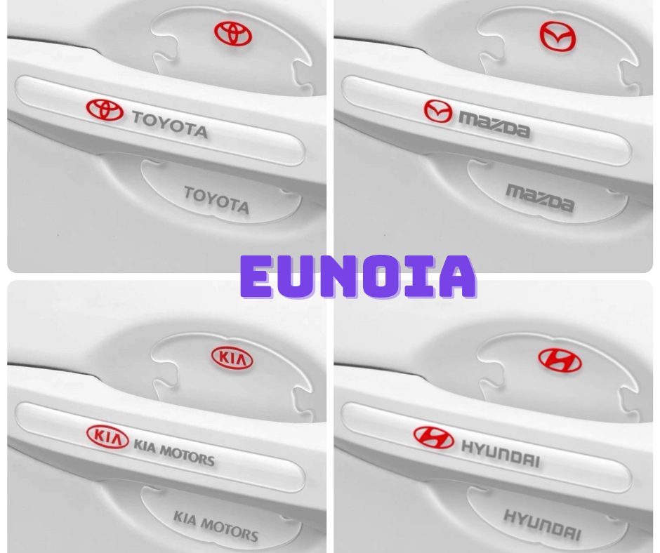 Bộ 10 Miếng Dán Silicon Chống Xước Hõm Cửa, Tay Nắm Cửa, Gương Có Logo Hãng Xe - Phụ Kiện Đồ Chơi Ô Tô Xe Hơi EUNOIA