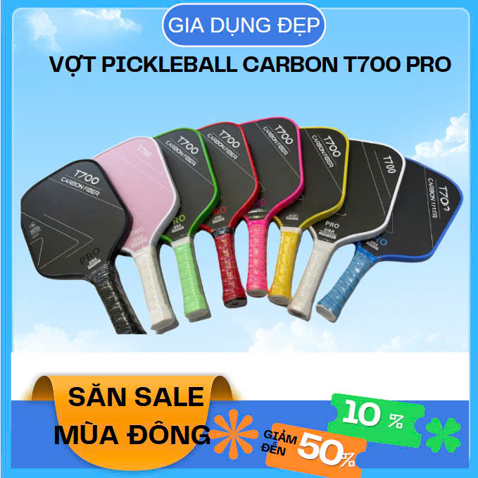 Vợt Pickleball Carbon T700 PRO 16mm sợi carbon cao cấp, siêu nhẹ, bền