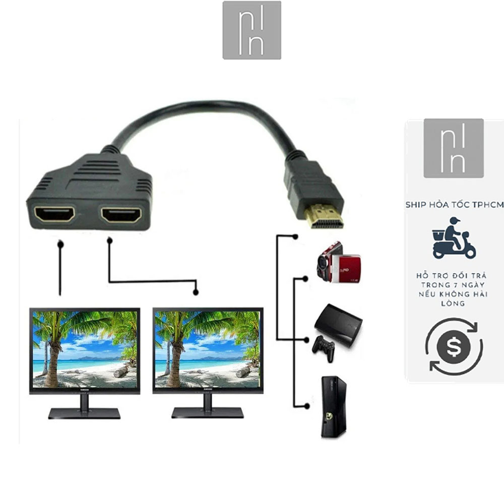 HDMI splitter cable 1 Port to 2 port 4K 3D screen splitter video movies watching gaming convenient working